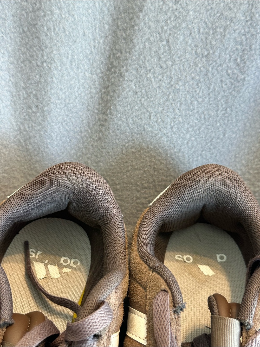 adidas women’s Brown Suede Sneakers with Cream Stripes - Picture 5 of 6